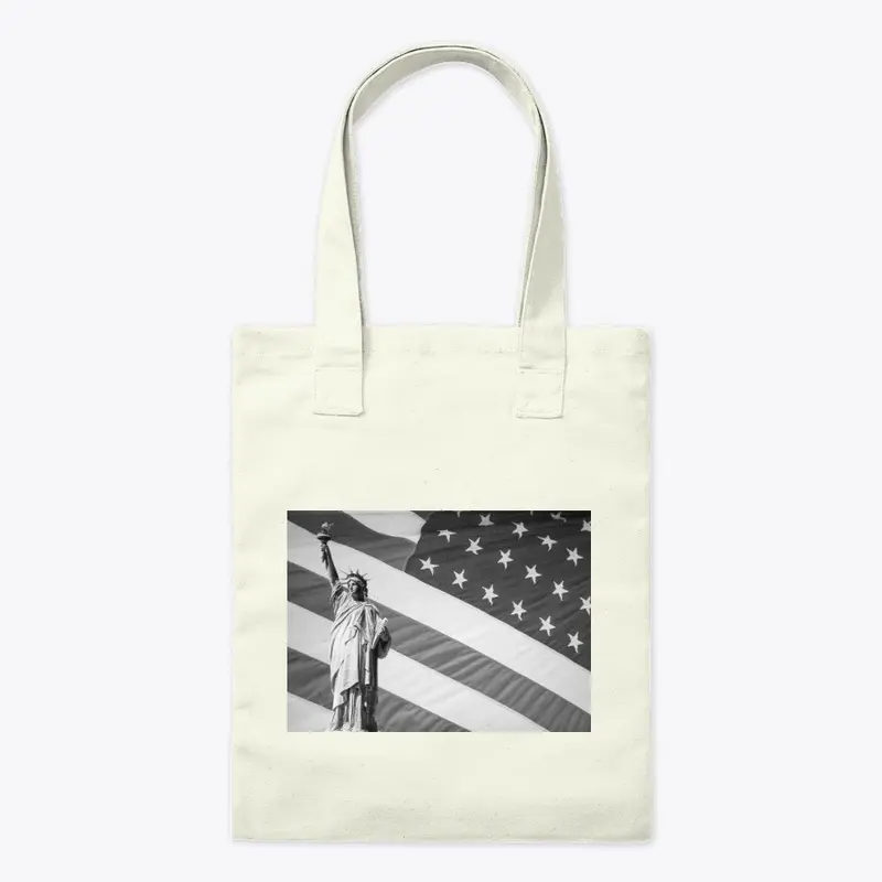 Statue of Liberty Flag Tote Bag B/W