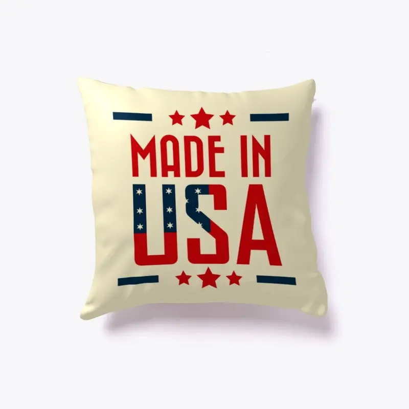 Made In USA with Stars Pillow